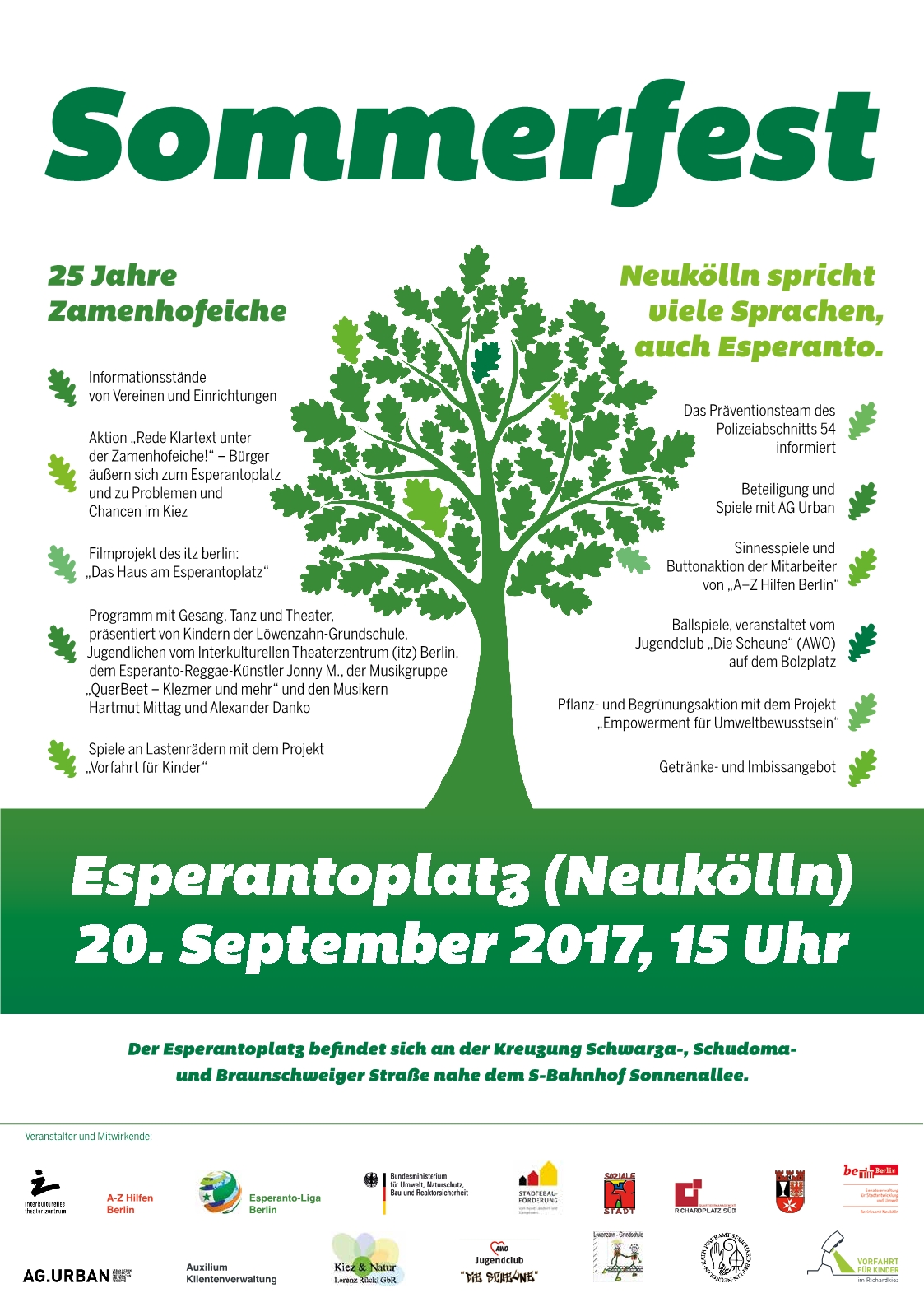 Plakat Sommerfest Esperantoplatz 2017
